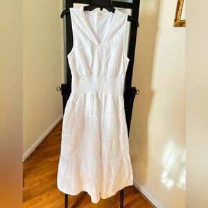 White Summer Women’s Dress Hollow Lace Casual Boho Beach Vacation Party Medi D…